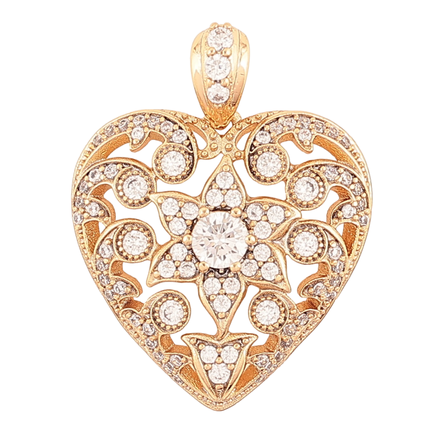 Кулон Xuping Позолота 18K «Сердечко з квітковим візерунком» для ланцюжка до 5мм фото №1 Кулон Xuping Позолота 18K «Сердечко з квітковим візерунком» для ланцюжка до 5мм фото №1
