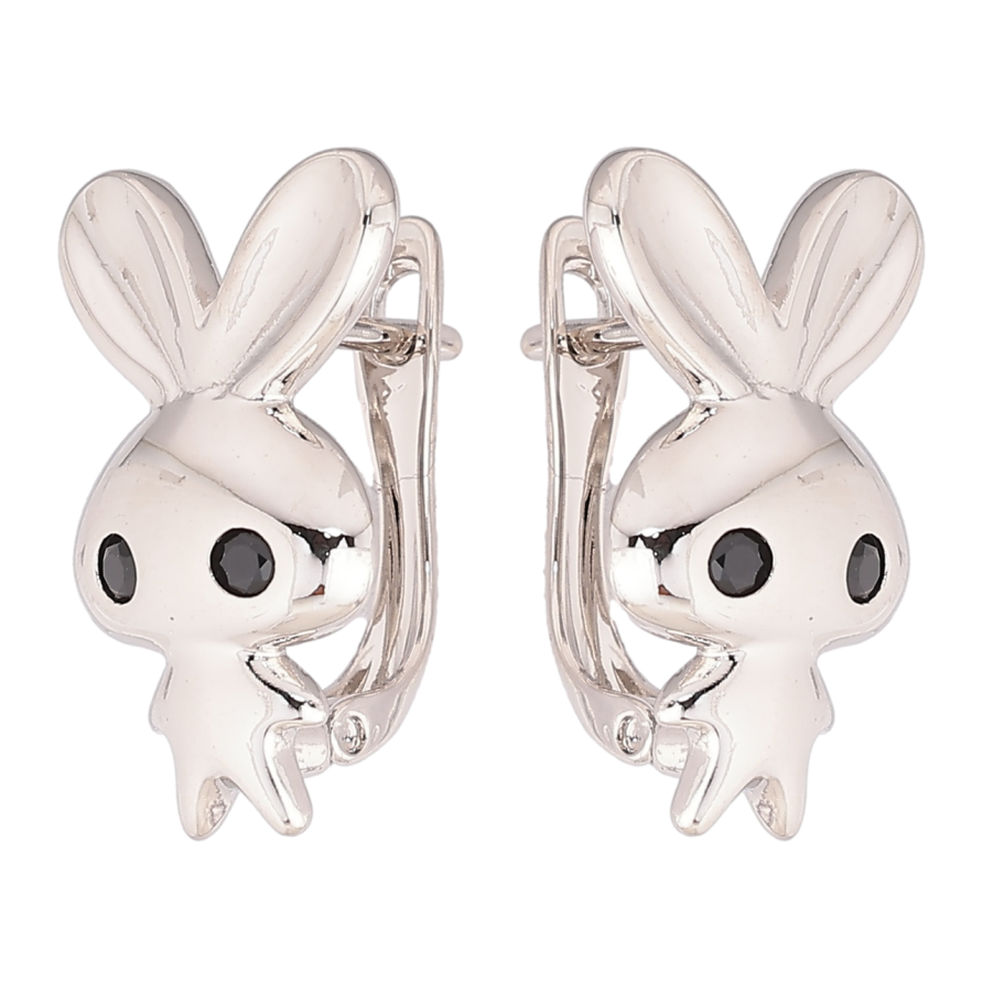 Сережки дитячі Xuping Родій англійський замок «Зайченята» фото №1