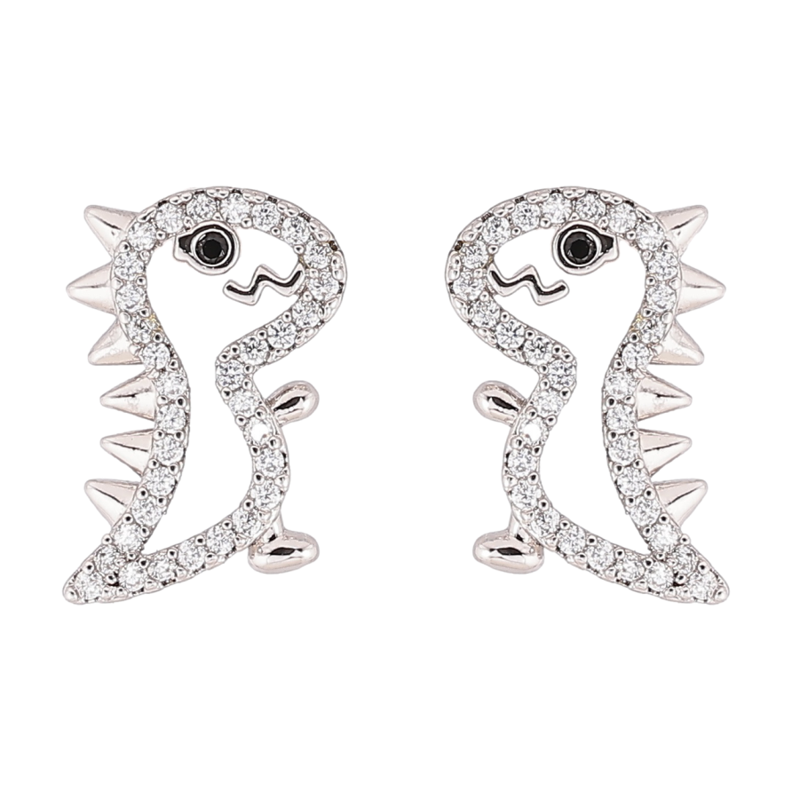 Серьги детские Xuping Родий пусеты Динозавры фото №1 Серьги детские Xuping Родий пусеты Динозавры фото №1