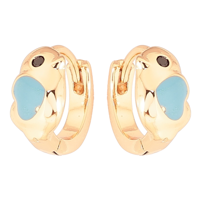 Серьги Xuping Позолота 18K колечки Цыплята с голубыми сердечками фото №1