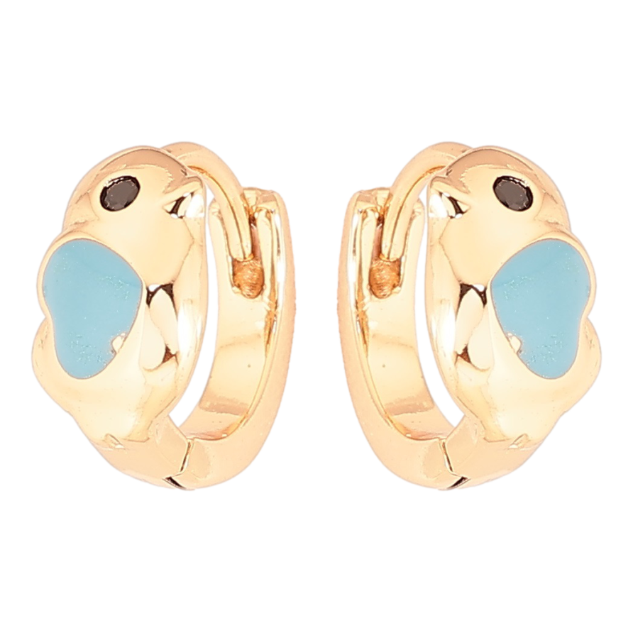 Серьги Xuping Позолота 18K колечки Цыплята с голубыми сердечками фото №1