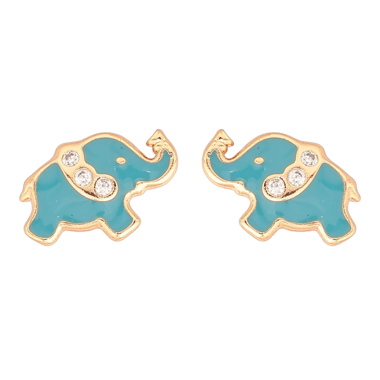 Сережки Xuping Позолота 18K пусети «Слоники з блакитною емаллю та цирконієм» фото №2 Сережки Xuping Позолота 18K пусети «Слоники з блакитною емаллю та цирконієм» фото №2