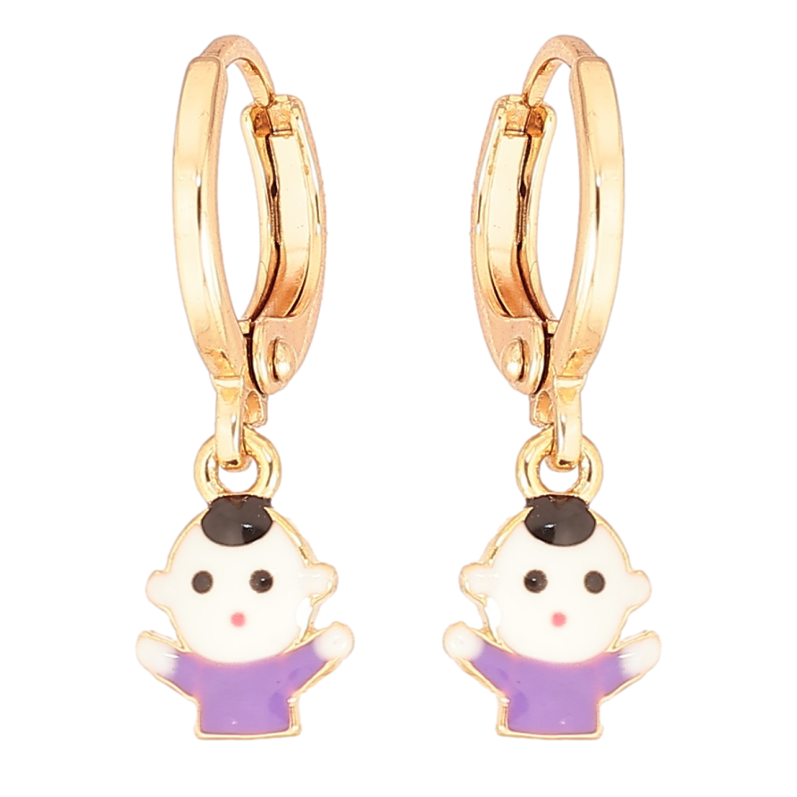 Сережки Xuping Позолота 18K підвіски на колечках «Чоловічки з різнобарвною емаллю» фото №1