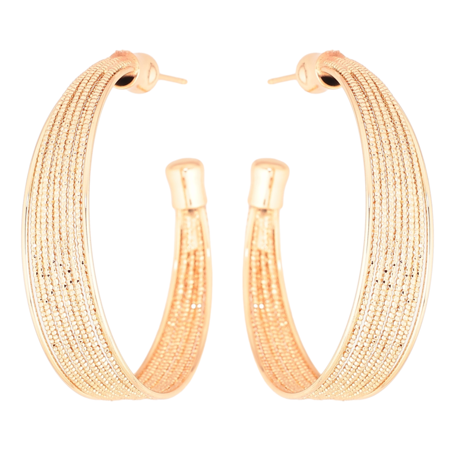 Сережки Xuping Позолота 18K пусети «Широкі дуги» фото №1 Сережки Xuping Позолота 18K пусети «Широкі дуги» фото №1