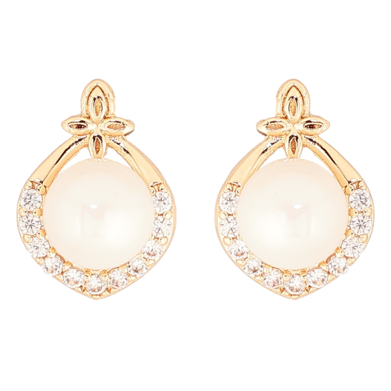 Сережки Xuping Позолота 18K пусети «Візерунок з перлинами та цирконієм» фото №1 Сережки Xuping Позолота 18K пусети «Візерунок з перлинами та цирконієм» фото №1