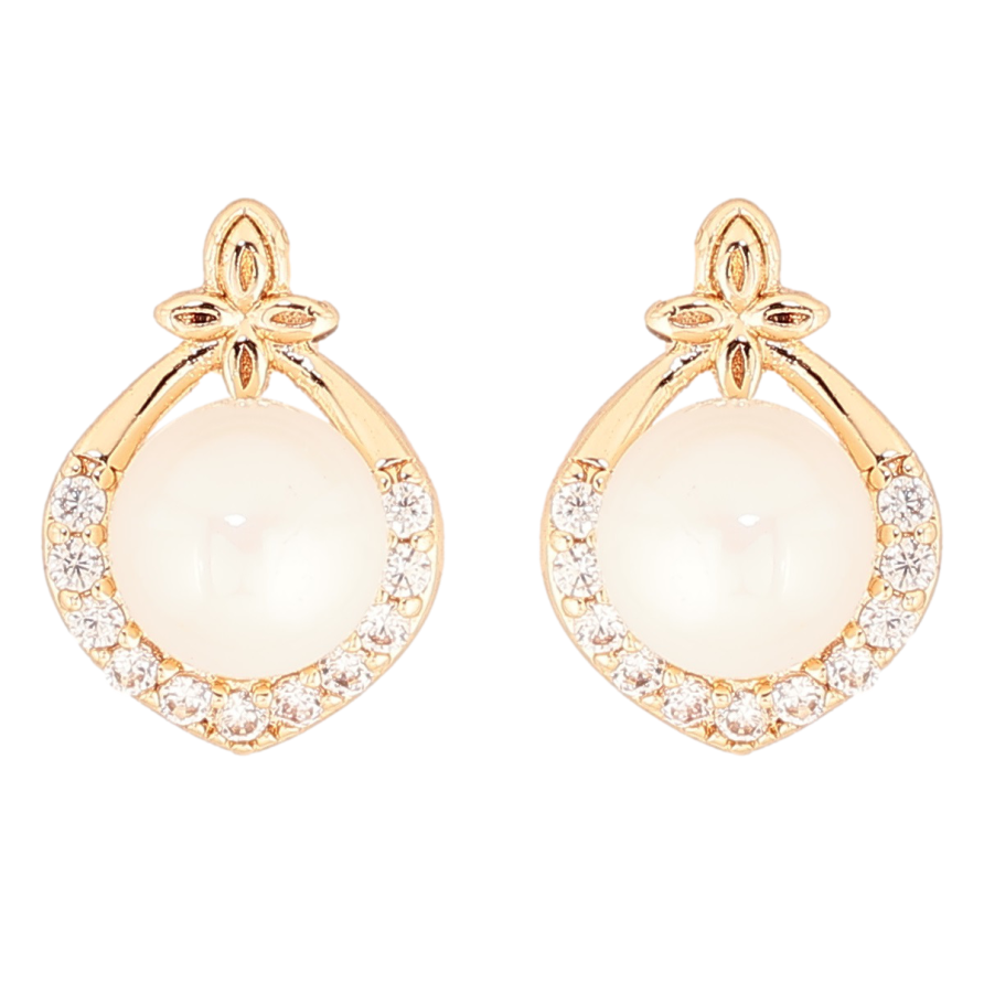 Сережки Xuping Позолота 18K пусети «Візерунок з перлинами та цирконієм» фото №1 Сережки Xuping Позолота 18K пусети «Візерунок з перлинами та цирконієм» фото №1