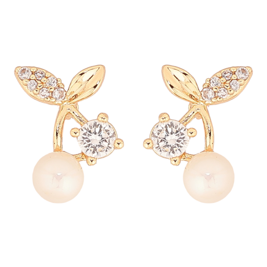 Сережки Xuping Позолота 18K пусети «Кришталево-перлинні ягідки» фото №1 Сережки Xuping Позолота 18K пусети «Кришталево-перлинні ягідки» фото №1