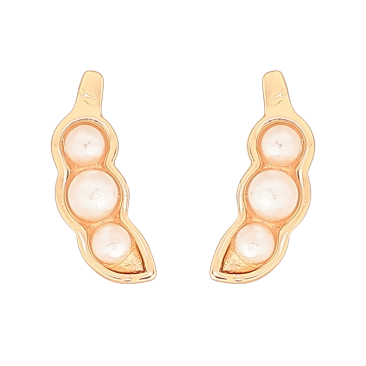 Сережки Xuping Позолота 18K пусети «Стручки з перлинними квасолинами» фото №11 Сережки Xuping Позолота 18K пусети «Стручки з перлинними квасолинами» фото №11