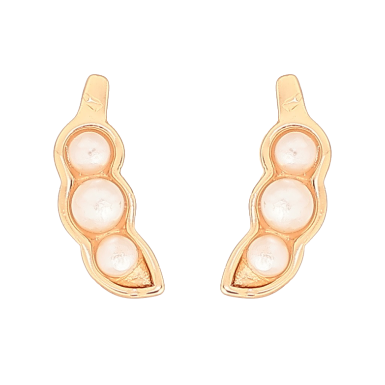 Серьги Xuping Позолота 18K пусеты Стручки с жемчужными квасолинами фото №1 Серьги Xuping Позолота 18K пусеты Стручки с жемчужными квасолинами фото №1