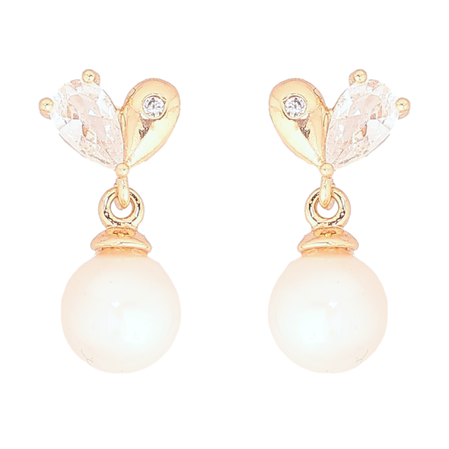 Сережки Xuping Позолота 18K пусети «Сердечка з перлинними підвісками» фото №1 Сережки Xuping Позолота 18K пусети «Сердечка з перлинними підвісками» фото №1