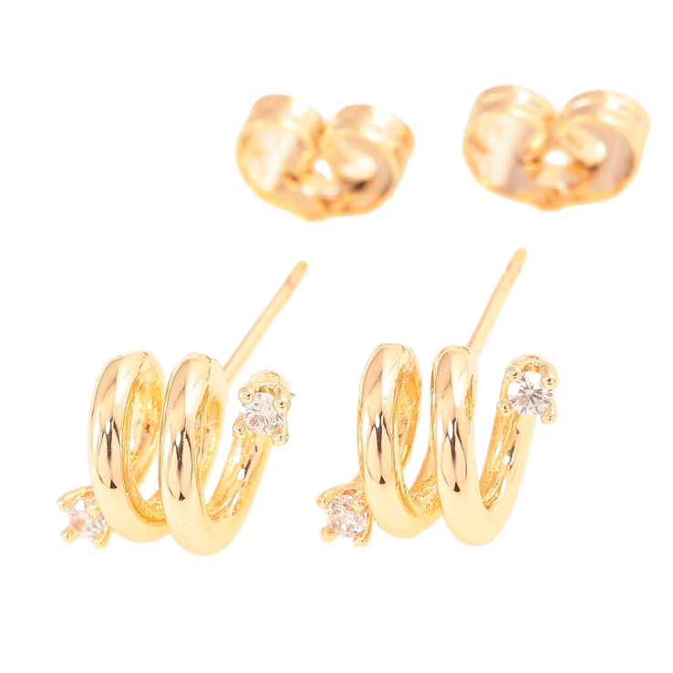 Сережки Xuping Позолота 18K пусети «Спіральки з цирконієм» фото №12 Сережки Xuping Позолота 18K пусети «Спіральки з цирконієм» фото №12