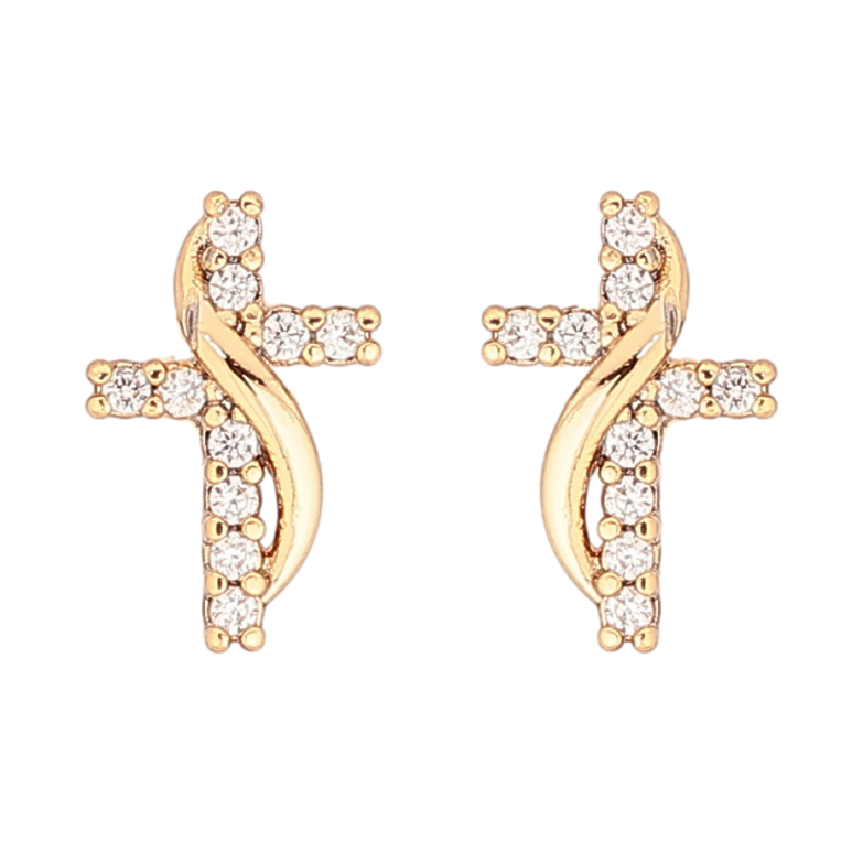 Сережки Xuping Позолота 18K пусети «Хрестики з цирконієм» фото №1 Сережки Xuping Позолота 18K пусети «Хрестики з цирконієм» фото №1