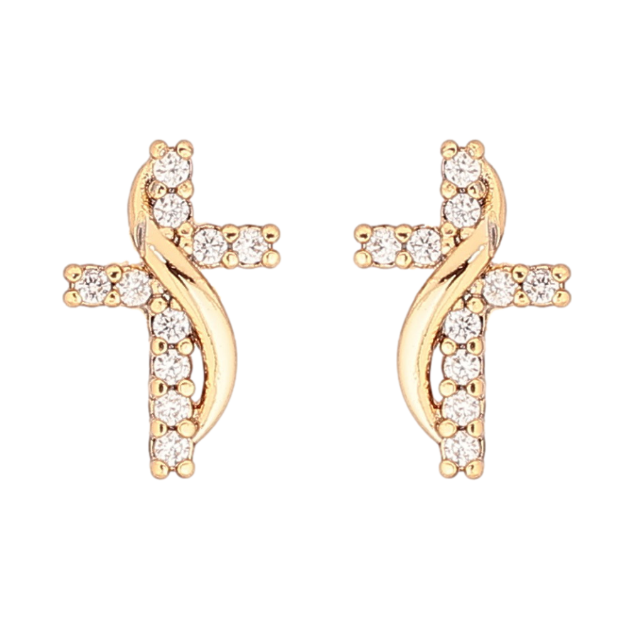 Сережки Xuping Позолота 18K пусети «Хрестики з цирконієм» фото №1