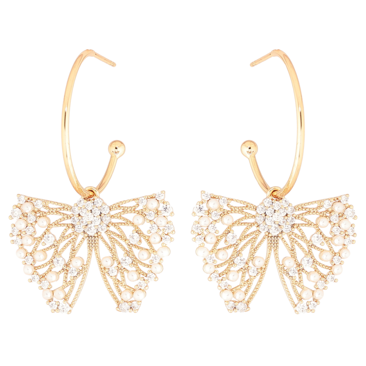 Сережки Xuping Позолота 18K пусети «Кришталеві банти» 2 в 1 фото №22