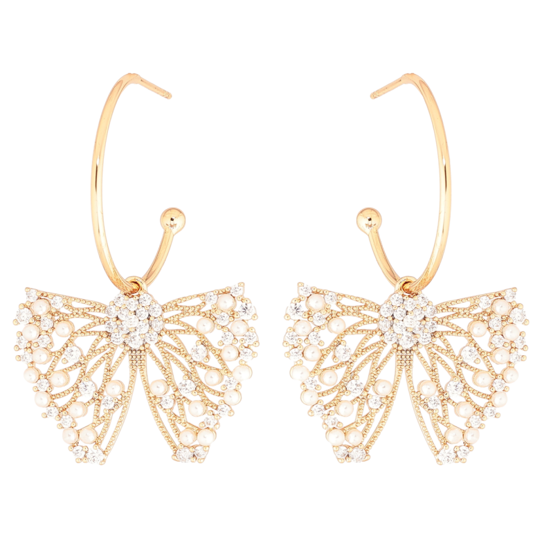 Серьги Xuping Позолота 18K пусеты Кристальные банты 2 в 1 фото №1