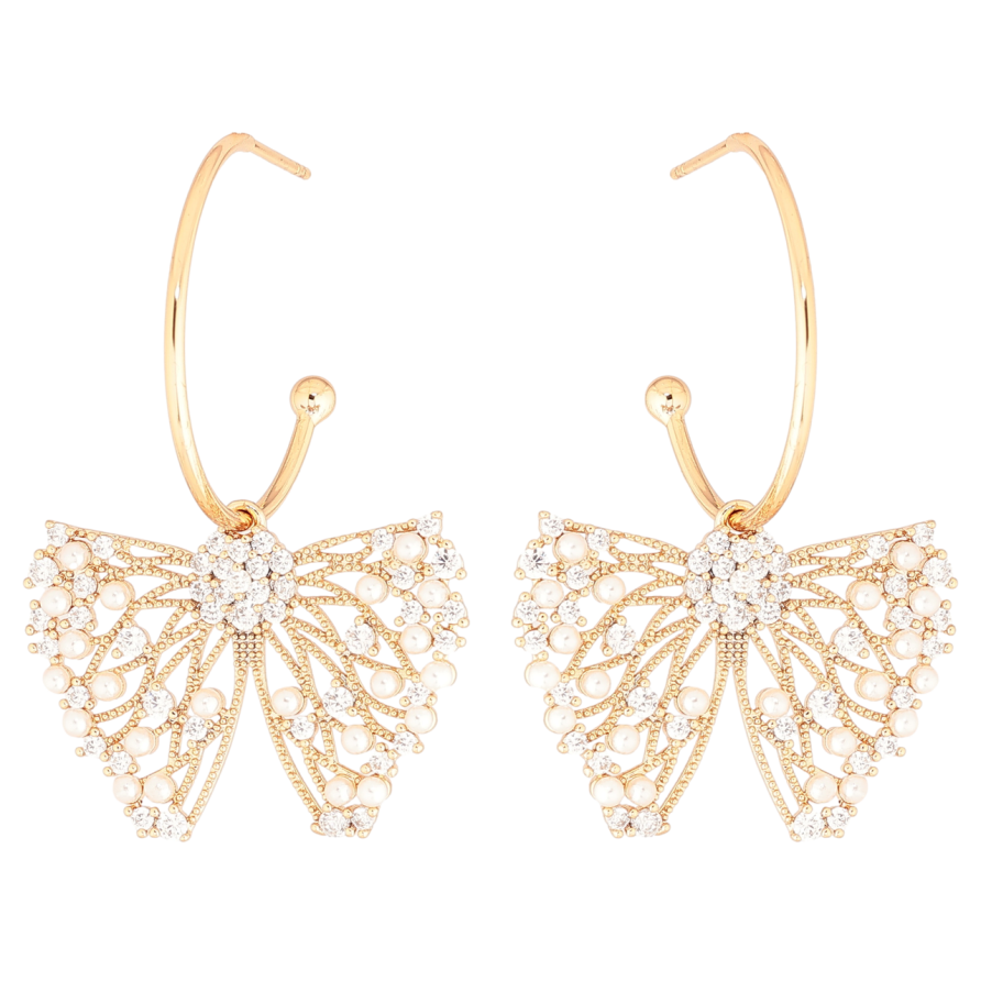 Сережки Xuping Позолота 18K пусети «Кришталеві банти» 2 в 1 фото №1