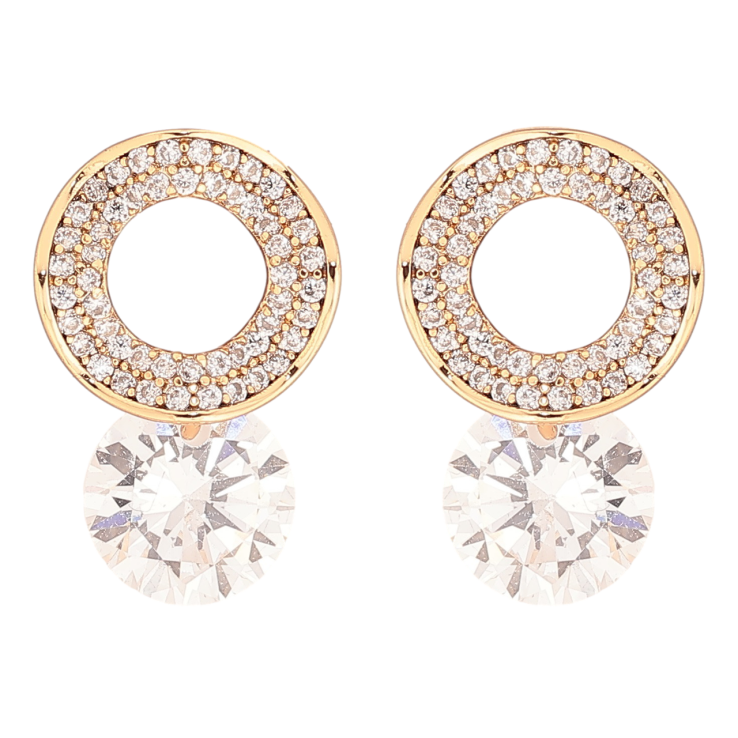 Сережки Xuping Позолота 18K пусети «Хвилясті колечка з цирконієм» фото №9 Сережки Xuping Позолота 18K пусети «Хвилясті колечка з цирконієм» фото №9