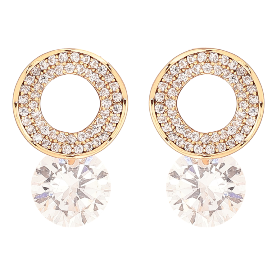 Сережки Xuping Позолота 18K пусети «Хвилясті колечка з цирконієм» фото №1 Сережки Xuping Позолота 18K пусети «Хвилясті колечка з цирконієм» фото №1