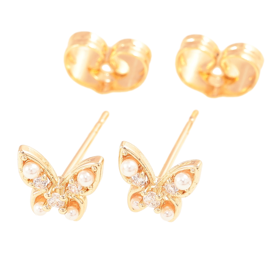 Серьги Xuping Позолота 18K пусеты Бабочки фото №1