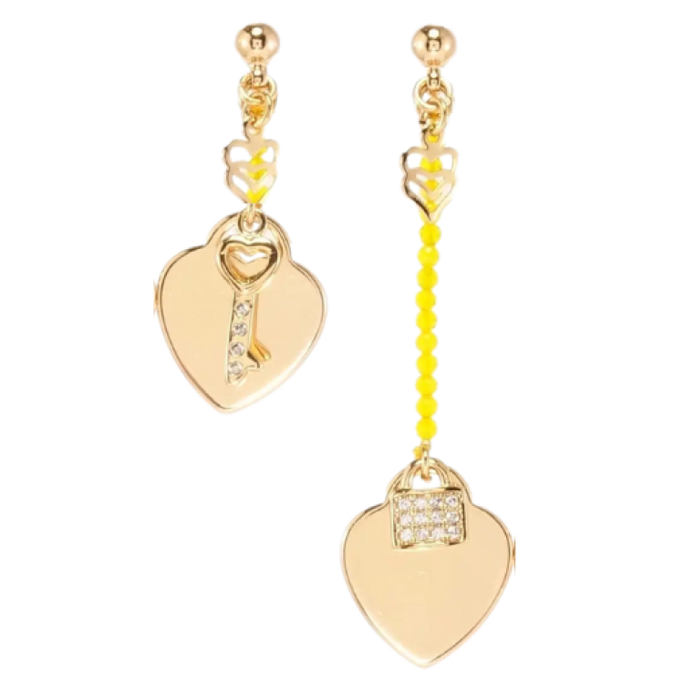 Сережки Xuping Позолота 18K пусети Сердечки із замочком та ключиком на мотузці з жовтими намистинами фото №25 Сережки Xuping Позолота 18K пусети Сердечки із замочком та ключиком на мотузці з жовтими намистинами фото №25