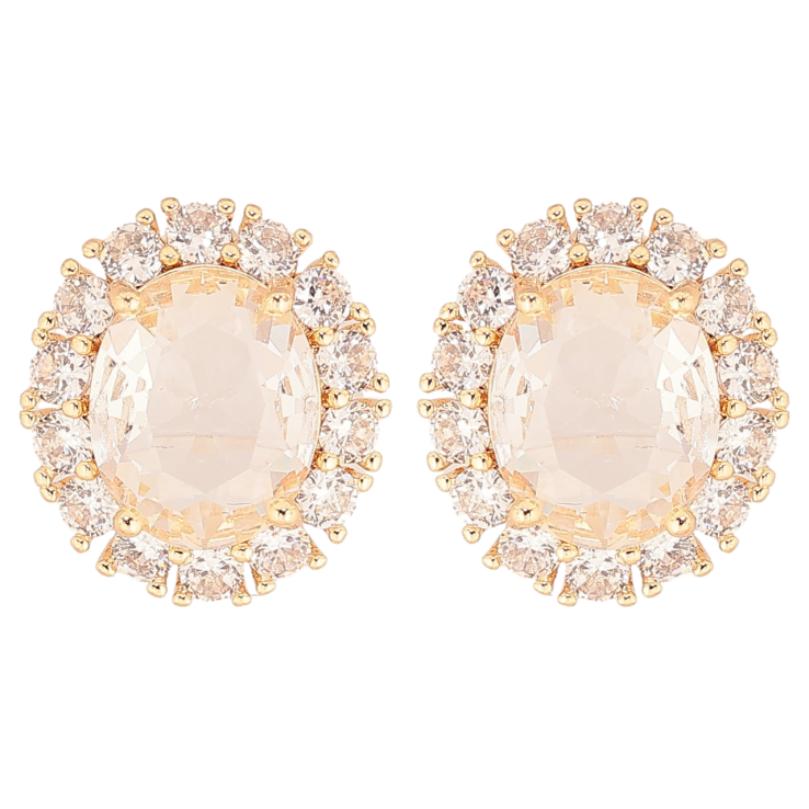 Сережки Xuping Позолота 18K пусети «Кристали в обрамленні цирконію» фото №2