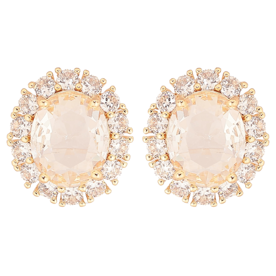 Сережки Xuping Позолота 18K пусети «Кристали в обрамленні цирконію» фото №1