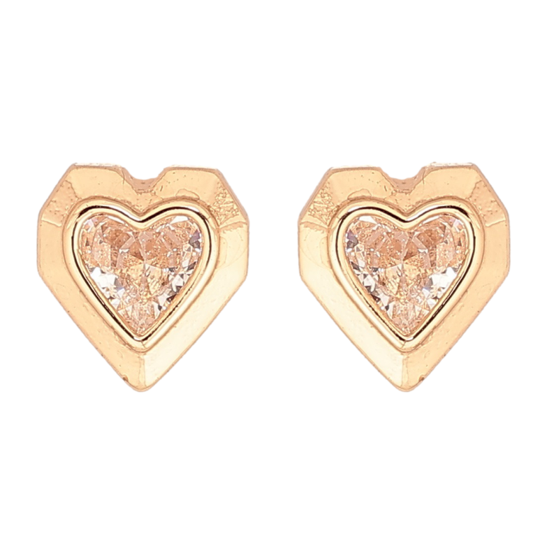 Сережки Xuping Позолота 18K пусети «Сердечка з кристалами» фото №1