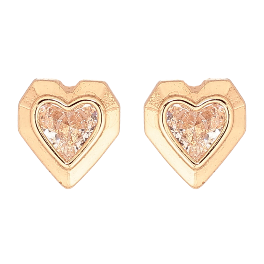 Сережки Xuping Позолота 18K пусети «Сердечка з кристалами» фото №1