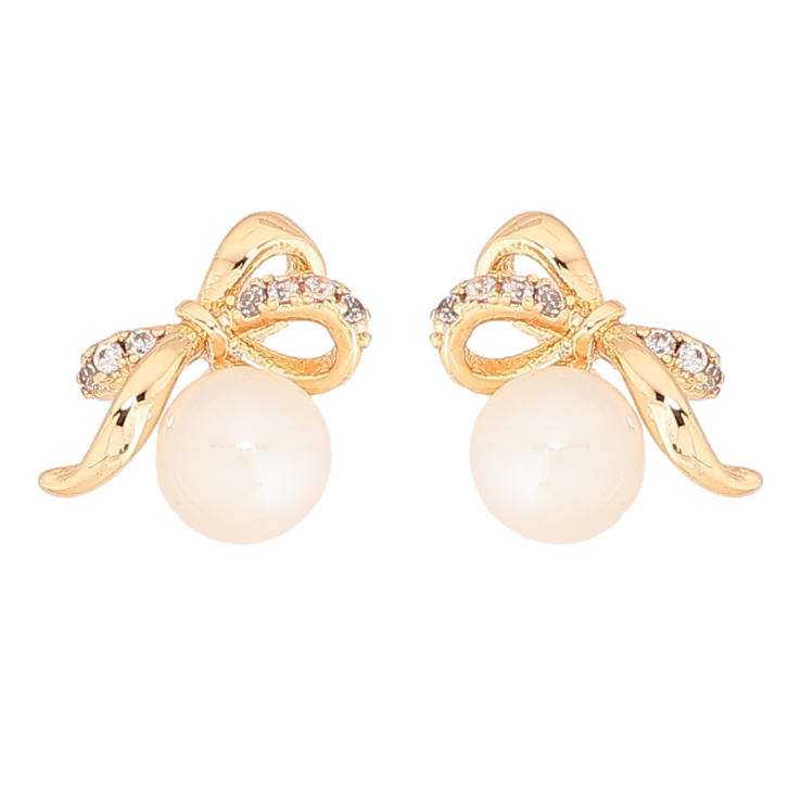 Сережки Xuping Позолота 18K пусети «Банти з перлинами» фото №19