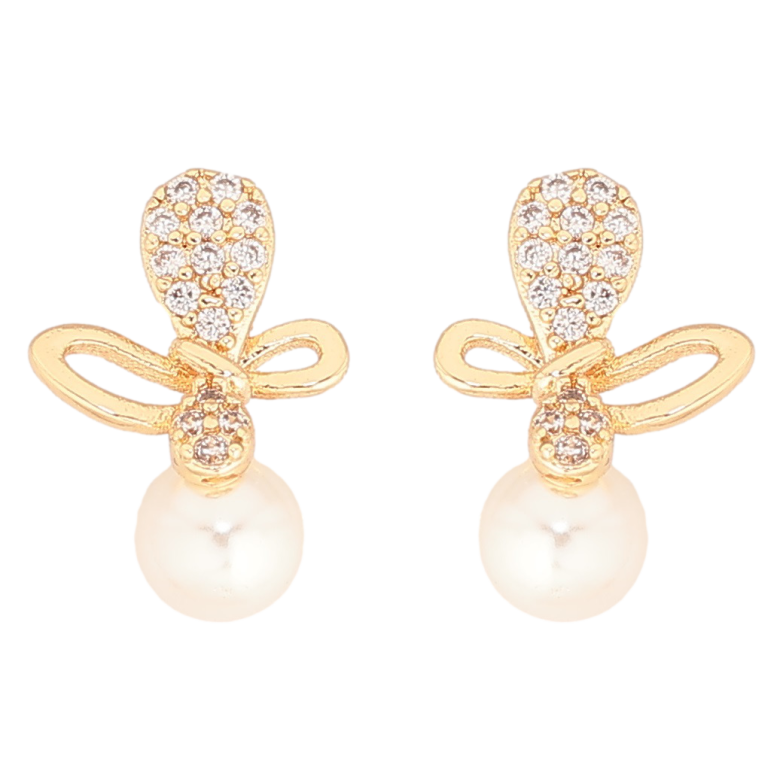 Сережки Xuping Позолота 18K пусети «Метелики з перлинами» фото №1 Сережки Xuping Позолота 18K пусети «Метелики з перлинами» фото №1