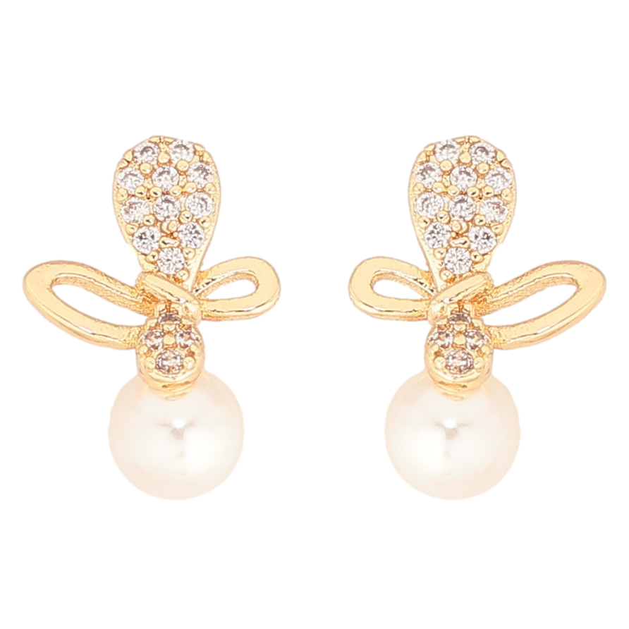 Сережки Xuping Позолота 18K пусети «Метелики з перлинами» фото №1 Сережки Xuping Позолота 18K пусети «Метелики з перлинами» фото №1