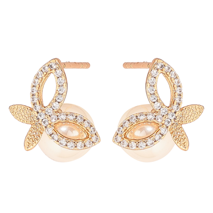 Сережки Xuping Позолота 18K пусети «Метелики з перлинами» фото №10