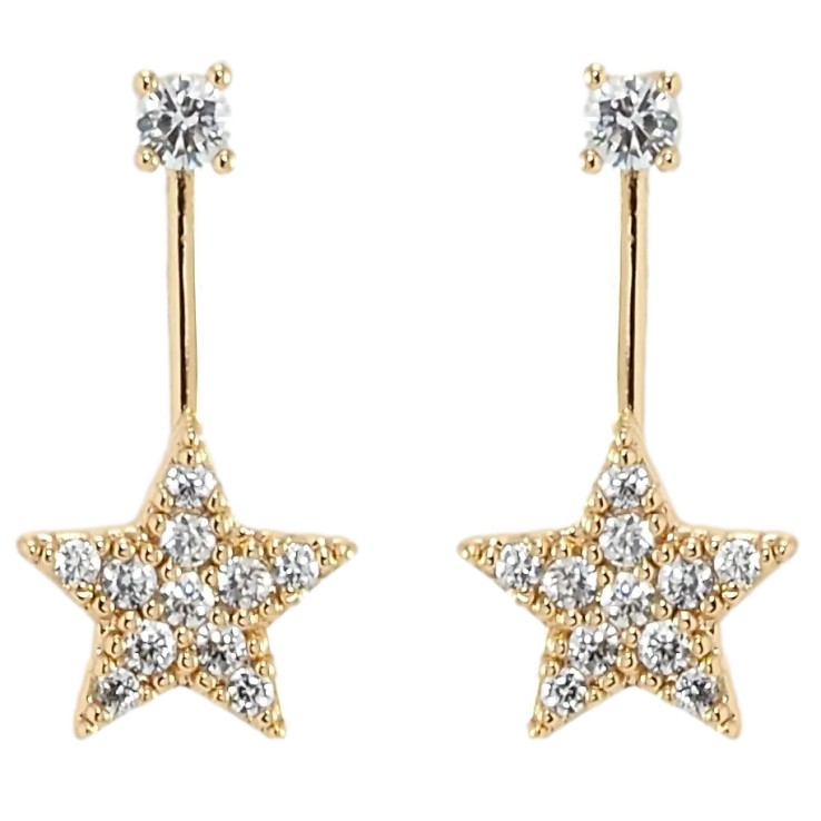 Сережки Xuping Позолота 18K пусети Зірки з цирконієм фото №2 Сережки Xuping Позолота 18K пусети Зірки з цирконієм фото №2