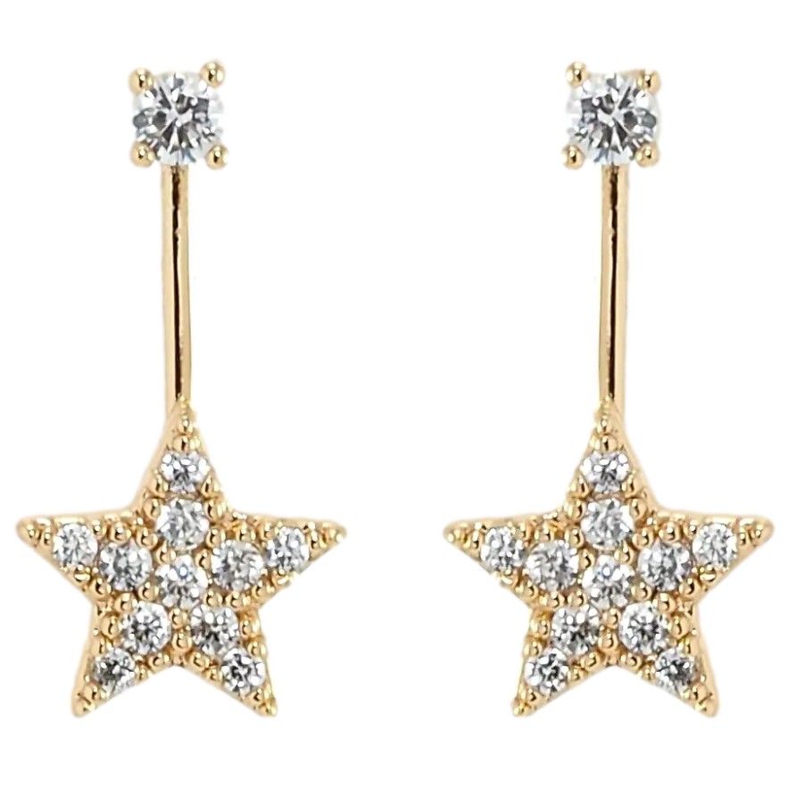 Сережки Xuping Позолота 18K пусети Зірки з цирконієм фото №1