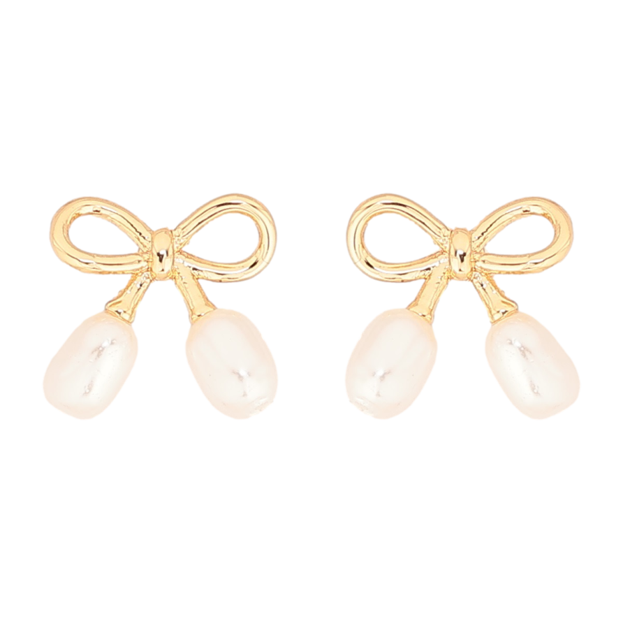 Сережки Xuping Позолота 18K пусети «Банти з перлинками» фото №1