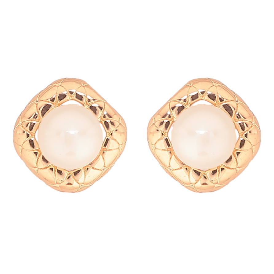 Сережки Xuping Позолота 18K пусети «Ромби з перлинами» фото №1 Сережки Xuping Позолота 18K пусети «Ромби з перлинами» фото №1