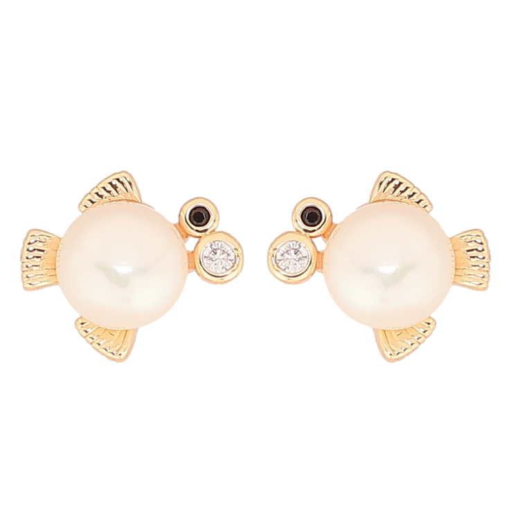 Сережки Xuping Позолота 18K пусети «Перлинні рибки» фото №2