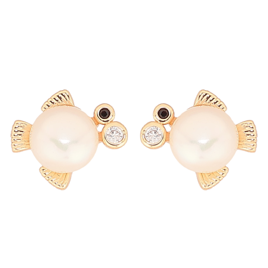 Сережки Xuping Позолота 18K пусети «Перлинні рибки» фото №1 Сережки Xuping Позолота 18K пусети «Перлинні рибки» фото №1