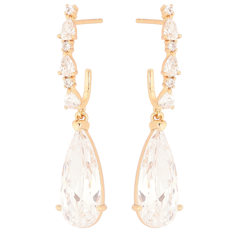 Сережки Xuping Позолота 18K пусети «Кришталеві підвіски» фото №1 Сережки Xuping Позолота 18K пусети «Кришталеві підвіски» фото №1