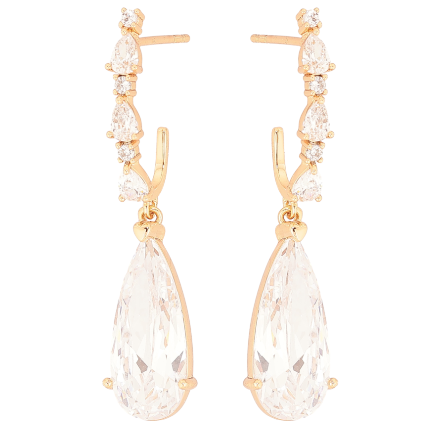 Сережки Xuping Позолота 18K пусети «Кришталеві підвіски» фото №1 Сережки Xuping Позолота 18K пусети «Кришталеві підвіски» фото №1