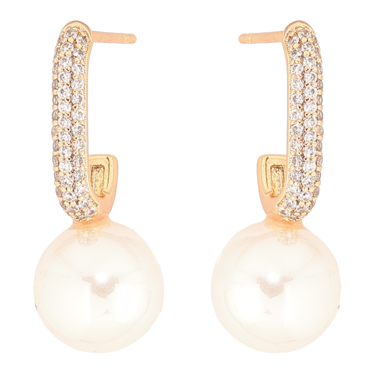 Сережки Xuping Позолота 18K пусети «Дуги з цирконієм і перлинами» фото №11