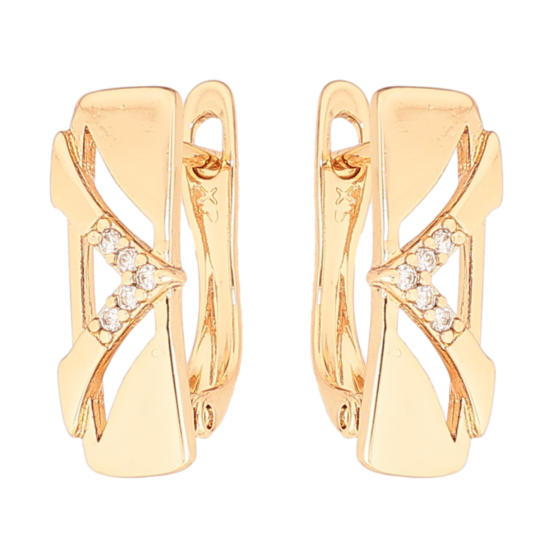 Сережки Xuping Позолота 18K англійський замок «Декоративний візерунок з цирконієм» фото №2 Сережки Xuping Позолота 18K англійський замок «Декоративний візерунок з цирконієм» фото №2