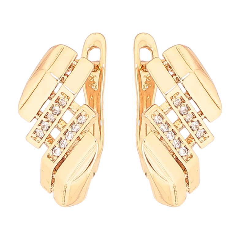 Серьги Xuping Позолота 18K английский замок Декоративный узор с дорожками циркония фото №1 Серьги Xuping Позолота 18K английский замок Декоративный узор с дорожками циркония фото №1