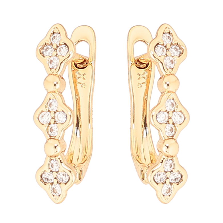 Сережки Xuping Позолота 18K англійський замок «Декоративний візерунок з цирконієм» фото №1