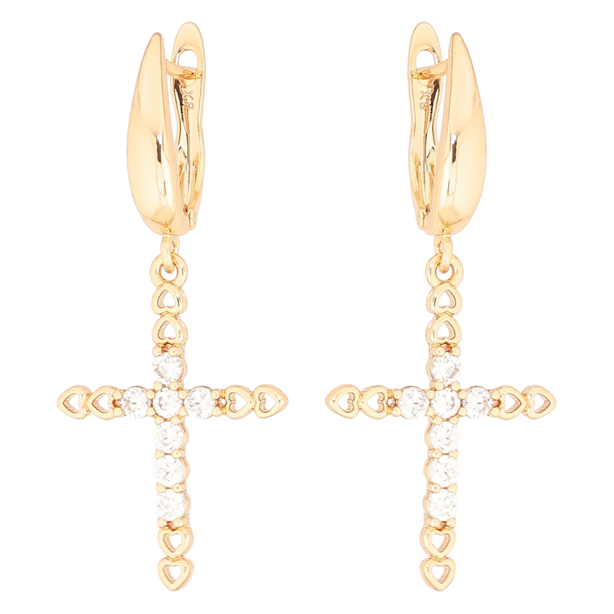 Серьги Xuping Позолота 18K английский замок Крестики с цирконием фото №1 Серьги Xuping Позолота 18K английский замок Крестики с цирконием фото №1