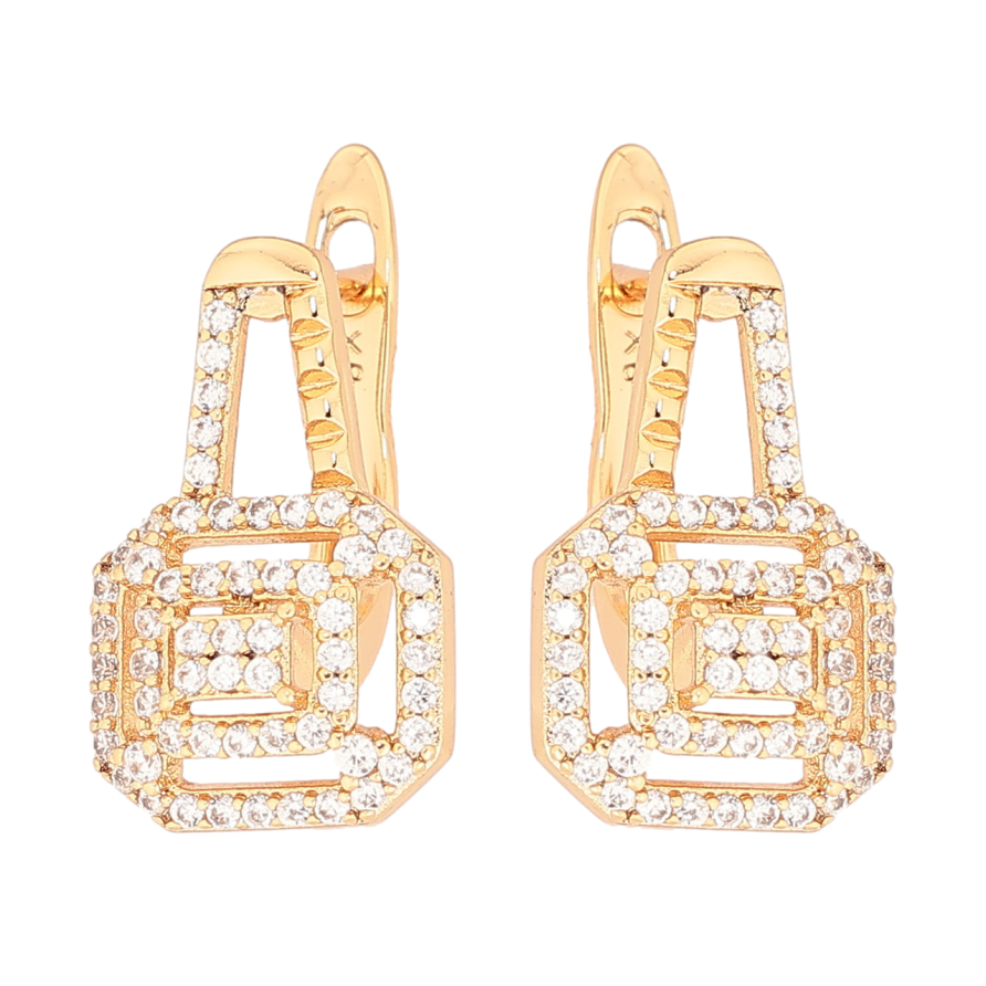 Серьги Xuping Позолота 18K английский замок Инкрустация цирконием фото №1 Серьги Xuping Позолота 18K английский замок Инкрустация цирконием фото №1