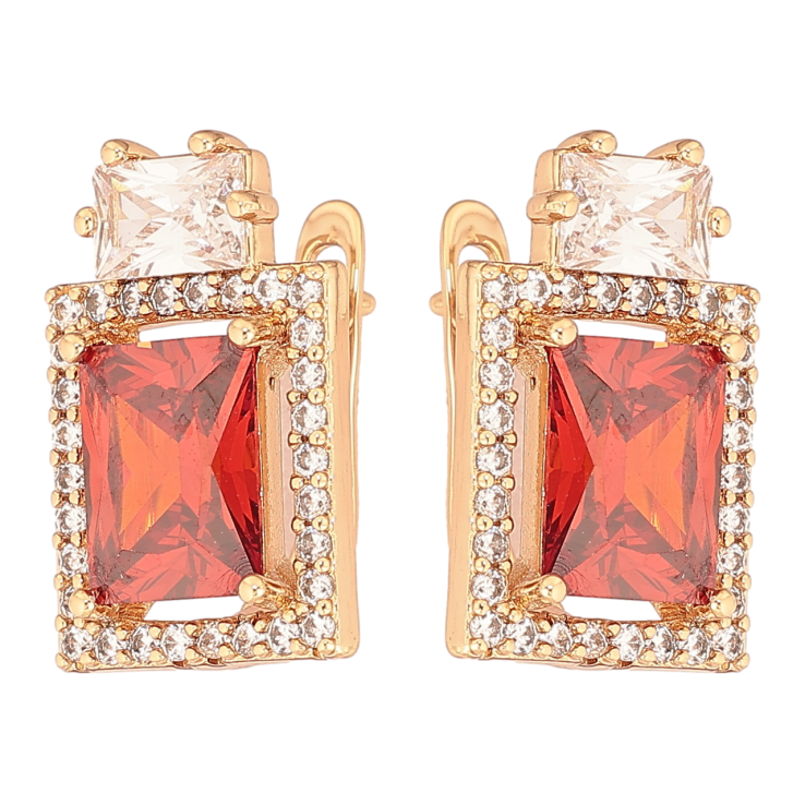 Серьги Xuping Позолота 18K английский замок Красные кристаллы в обрамлении циркония фото №19 Серьги Xuping Позолота 18K английский замок Красные кристаллы в обрамлении циркония фото №19