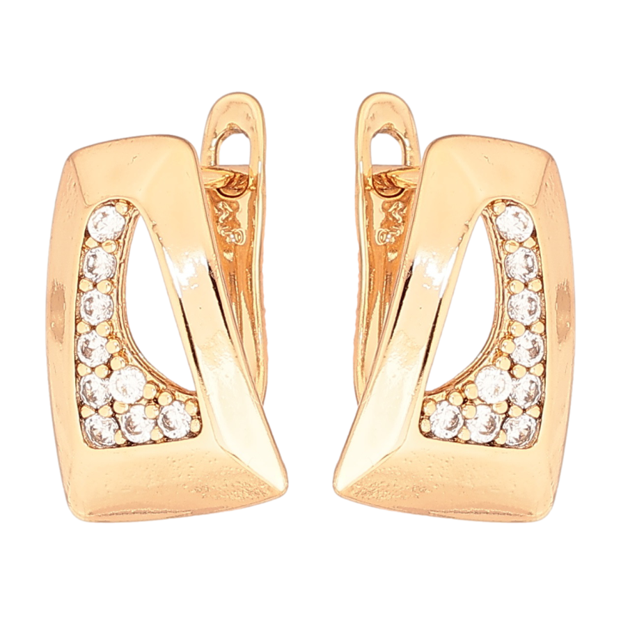 Сережки Xuping Позолота 18K англійський замок «Візерунок з цирконієм» фото №1 Сережки Xuping Позолота 18K англійський замок «Візерунок з цирконієм» фото №1