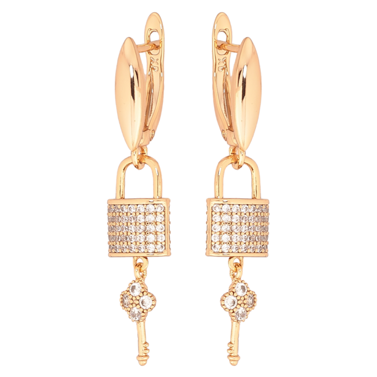 Серьги Xuping Позолота 18K английский замок Замочки с ключиками фото №19