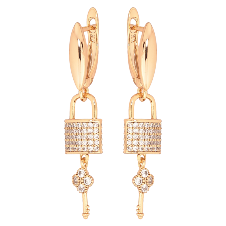 Серьги Xuping Позолота 18K английский замок Замочки с ключиками фото №2 Серьги Xuping Позолота 18K английский замок Замочки с ключиками фото №2